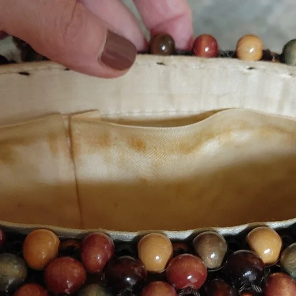 Vintage Brown and Tan Beaded Shoulder Bag - Picture 14 of 17